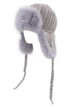 Surell Faux Fur Trapper Cap In Gray