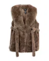Surell Faux Fur Vest In Brown