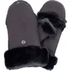Surell Faux Shearling Flip Top Mittens In Black