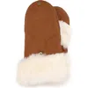 Surell Faux Shearling Flip Top Mittens In Chestnut