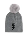 Surell Girls' Knit Heart Hat With Pom Detail - Big Kid In Gray