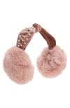 Surell Kids' Imitation Pearl Embellished Faux Fur Earmuffs In Brown