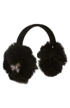 Surell Kids' Sparkle Appliqué Faux Fur Earmuffs In Black