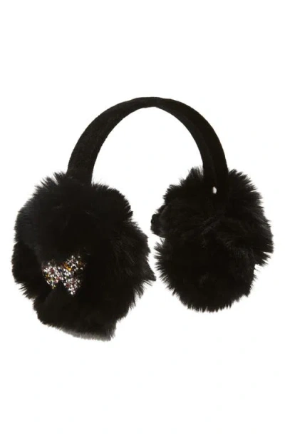 Surell Kids' Sparkle Appliqué Faux Fur Earmuffs In Black