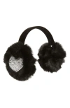 Surell Kids' Sparkle Appliqué Faux Fur Earmuffs In Black/silver Heart