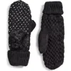 Surell Knit Glitz Mittens In Black