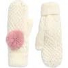 Surell Knit Glitz Mittens In Neutral