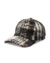 Surell Plaid Boucle Sherpa Ball Cap In Gray