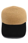 Surell Straw Baseball Cap In Natural/black