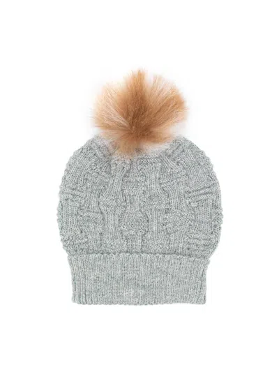 Surell Women's Alpaca Knit Pom-pom Beanie Hat In Gray