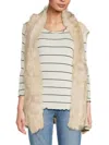 Surell Women's Open Front Faux Fur Jacket In Cream