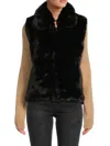 Surell Women's Faux Rex Rabbit Vest In Black
