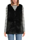 Surell Rex Rabbit Faux Fur Vest In Black