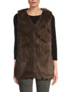 Surell Women's Faux Fur Vest In Mushroom