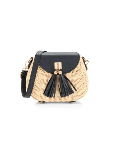 Surell Women's Rattan Colorblock Tassel Crossbody Bag In Blue