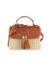 Surell Women's Woven Straw & Vegan Leather Top-handle Bag