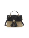 Surell Women's Woven Straw & Vegan Leather Top-handle Bag