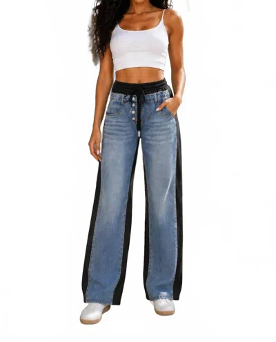 Surelymine Apex Hybrid Wide Leg Jeans In Black In Blue