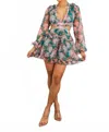 Surelymine Boho Bloom Long Sleeve Cutout Ruffle Romper In Multi In Multi