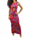 Surelymine Desire Bodycon Cut-out With Knot Detail Maxi Dress In Multi In Multi