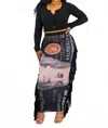 Surelymine Dollars Fringe Maxi Skirt In Multi In Black