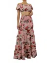 Surelymine Floral Scrunch Skirt Set In Pink In Multi