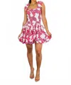 Surelymine Flower Me All Day Ruffle Mini Dress In Pink In White