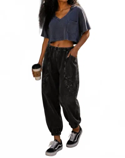 Surelymine Harlow Mineral Wash Balloon Cargo Pants In Black