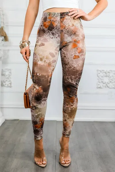 Surelymine High Waisted Sheer Stretch Pant In Brown In Multi