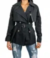 Surelymine Mid Length Trench Coat Jacket In Black In Black