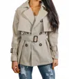 Surelymine Mid Length Trench Coat Jacket In Khaki In Gray