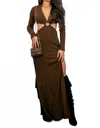Surelymine O Ring Cut Out Side Slits Sweater Dress In Brown In Brown