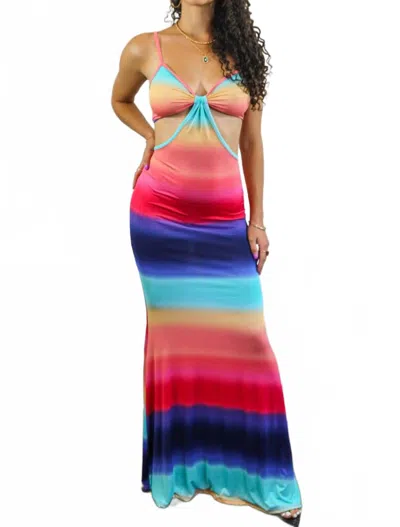 Surelymine Over The Rainbow Cut Out Maxi Dress In Multi