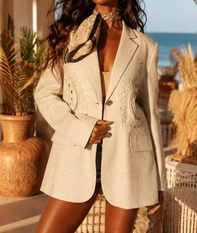 Surelymine Paisley Cutwork Linen Blend Blazer In Ivory In Multi
