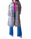 Surelymine Plaid Button Down Long Shacket In Grey In Gray