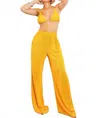 Surelymine Pleated Vibes Pant Set In Mustard In Yellow