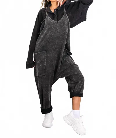 Surelymine Relaxed Fit Pocket Overalls In Black