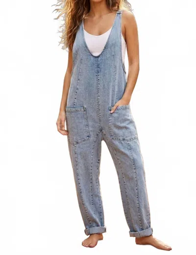 Surelymine Sedona Vintage Denim Utility Jumpsuit In Light Blue