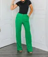 Surelymine Straight Leg Side Slit Trouser Pants In Green In Green