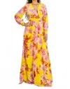 Surelymine Sunset Bloom Maxi Dres Floral Wrap Dress In Yellow & Pink In Multi