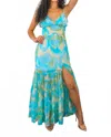 Surelymine Swirl Pattern Maxi Dress In Multi In Blue