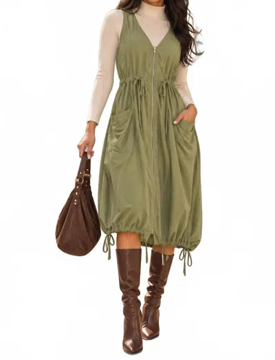 Surelymine Trailblazer Cargo Midi Dress In Olive In Green