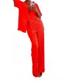 Surelymine Vava Voom Pleated Plisse Pant Set In Orange In Orange