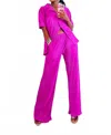 Surelymine Vava Voom Pleated Plisse Pant Set In Pink In Purple
