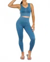 Surelymine Wash Soft Ribbed Texture Scrunch Butt Pant Set In Teal In Blue