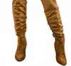 Surelymine Women's Unmatchable Pointy Slouchy Knee And Thigh High Boots In Tan In Brown