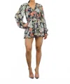 Surelymine Wrapping Sweet Bows Floral Romper In Navy In Multi