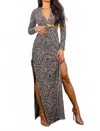 Surelymine Zebra Stripes Cut-out With Side Slits Sweater Dress In Grey In Gray