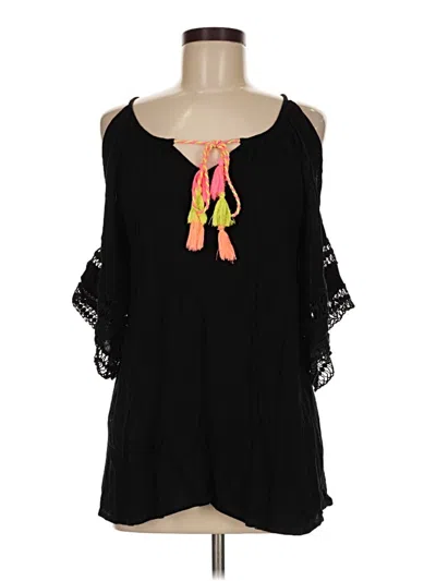 Pre-owned Surf Gypsy 3/4 Sleeve Blouse In Black