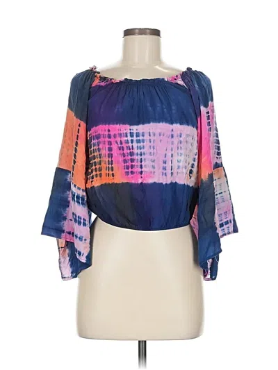 Pre-owned Surf Gypsy 3/4 Sleeve Blouse In Blue